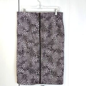 Vince |Womens Animal Print Skirt Leopard Black/Gray Edgy Chic Office Evening M